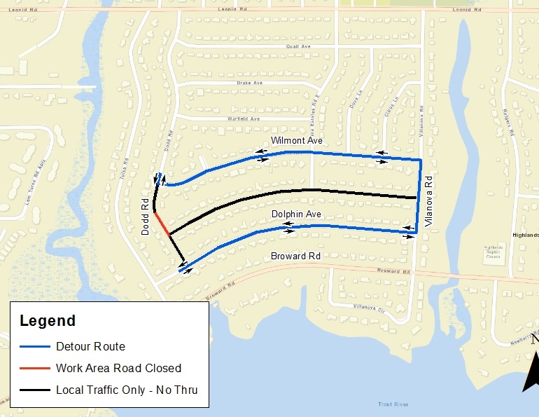 Dodd Road Sewer Improvement Project Map 8.10.20